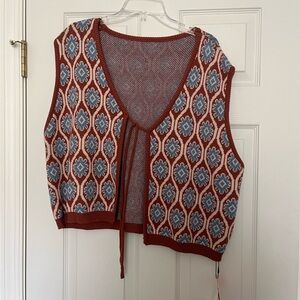 Bohemian Knit Vest with Tie Front